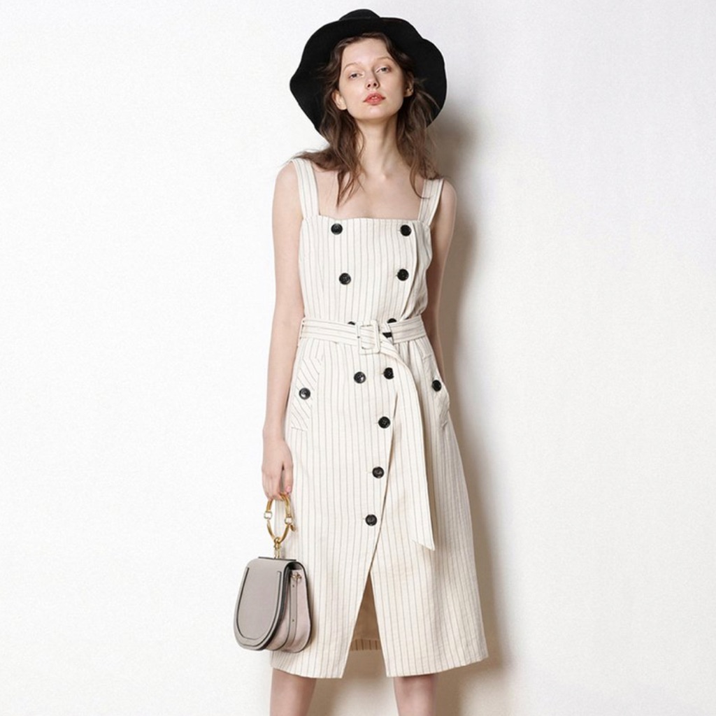 Elegant Cream Button-Down Dress